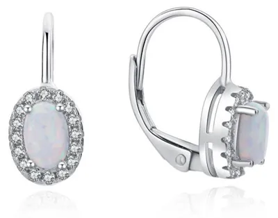 Produktbild von Beautiful silver earrings with synthetic opals and zircons E0000668