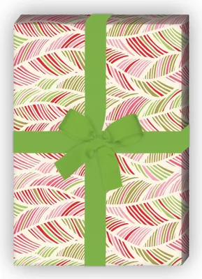 Produktbild von Abstraktes Geschenkpapier mit Feder Wellen, grün - G9928, 32 x 48cm