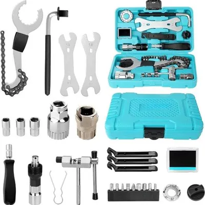 Produktbild von Famanu Fahrradreparaturset 31-teilig - Tragbare Werkzeugkoffer für Pedal- und Reifenreparatur