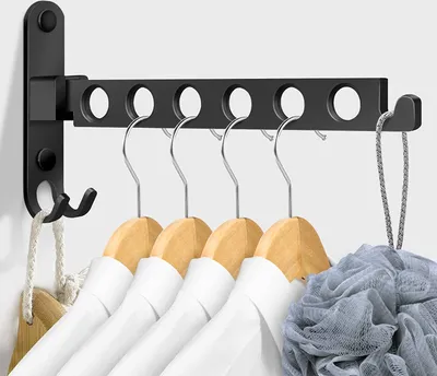Produktbild von Kleiderlüfter, Kleiderhaken klappbar, Garderobenhaken, Abhängträger, Wand Kleiderständer, für Balkon Badezimmer Waschküche