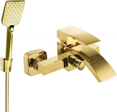Produktbild von Mexen Libra R62 Wannenbatterie mit Brausegarnitur, Gold - 74513R62-50