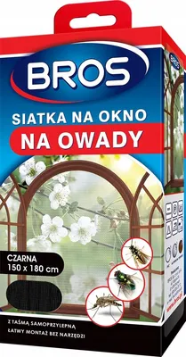 Zdjęcie produktu dla Bros, Siatka na okno na owady, 150x180cm, czarna, 1 sztuka