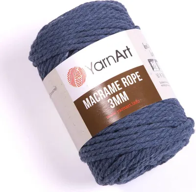 Obrázok produktu pre Yarn Art Macrame Rope 3 mm 3 mm 63 m 761 Denim Blue Špagát