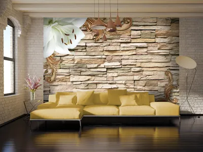 Immagine prodotto di Carta da parati non tessuta, motivo pietre e fiori, 400x280 cm – Carta da parati moderna, ideale per camere da letto, decorazione murale, corridoi, uffici, modello f-C-0123-a-d
