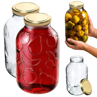 Produktbild von KADAX Weckgläser 5l, Einmachglas zum Einlegen, Einkochgläser für Schraubdeckel, Sturzglas, Marmeladenglas, Vorratsglas, Konservenglas, Rundgläser (Golden, 2 Stück)