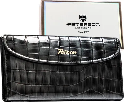Obrázek produktu pro Peterson dámská peněženka z ekologické kůže tmavě šedá krokodýlí vzor 19x10 cm