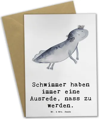 Produktbild von Mr. & Mrs. Panda Grußkarte Schwimmen Ausrede - Weiß - Geschenk, Teamsport, Sportler, Schwimmfreunde, Grußkarten, osterkarte, Wasserfitness, weihnachtskarten, Chlorgeruch