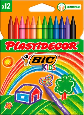 Image de Cires Colorées Bic Plastidecor Créativité Sans Taches Pour Jeunes Artistes - Bic