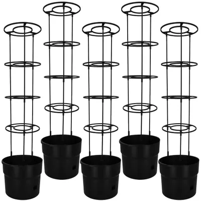 Produktbild von KOTARBAU® 5er Set Tomaten Rankhilfe Anzuchttöpf ⌀ 35 cm H: 128 cm Pflanzkübel Blumenkasten Rankhilfe Gurken Tomatenanzuchttopf mit Leiter Anthrazit