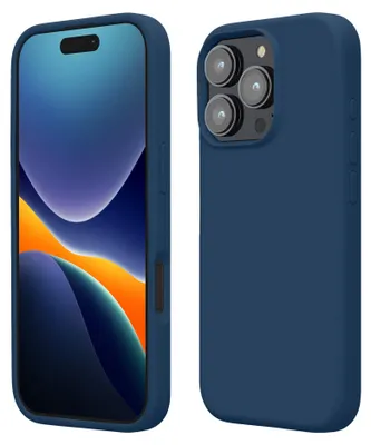 Produktbild von kwmobile Handyhülle für iPhone 16 Pro Hülle, für iPhone 16 Pro Case - Hülle Silikon - kabelloses Laden - Marineblau