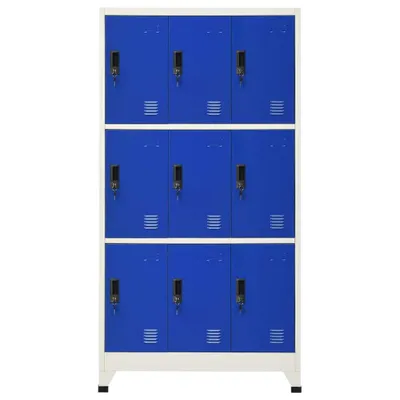 Image de vidaXL Armoire à casiers gris et bleu 90x45x180 cm Acier