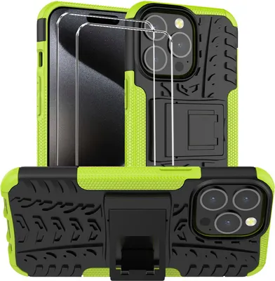 Produktbild von 2in1 Schutz Cover Set für das Apple iPhone 13 Pro besteht aus 2x 9H Glas Folie Display Schutzfolie und 1x Silikon Case Schutzhülle - Hülle in Grün