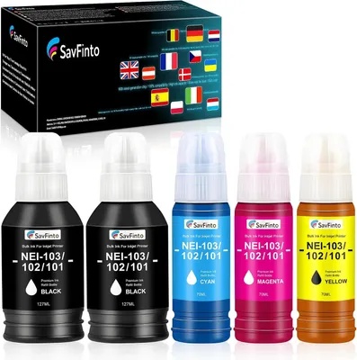 Obrázok produktu pre Kompatibilné atramentové kazety pre tlačiareň Epson EcoTank ET-2710 - Súprava 104 kusov - 2 čierne, 1 azúrová, 1 purpurová, 1 žltá