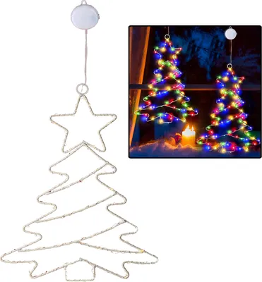 Imagen del producto de Luz LED para ventana con ventosa, colgante, guirnalda de luces para interior y exterior, decoración para ventanas, funciona con batería, con temporizador, IP44, iluminación navideña, de colores