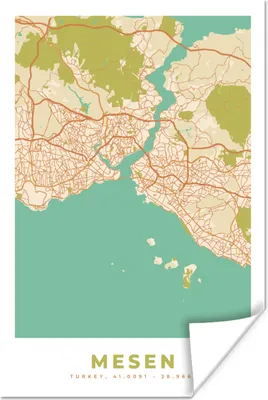 Produktbild von MuchoWow® Poster Istanbul - Karte - Stadtplan - Vintage - Karte 40x60 cm - Plakate für die Wand - Poster Babyzimmer