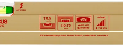 Produktbild von SOLA AZ 100 - Wasserwage 100 cm - patentierte SOLA-FOCUS Libelle