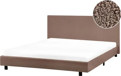 Produktbild von BELIANI Wasserbett Braun Bouclé Stoffbezug mit Matratze 180x200 cm Heizung und Zubehör Hohes Kopfteil Modern Schlafzimmer Doppelbett Polsterbett