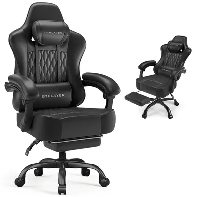 Produktbild von GTPLAYER GamingStuhl, Bürostuhl, Ergonomischer Pc Stuhl, Höhenverstellbarer Drehstuhl, Armlehnen mit Synchronmechanik, Lendenkissen, Kopfkissen