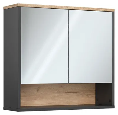 Image de Armoire de toilette Vicco Eliza Noir/Chêne Viking 70x65cm à 2 portes, Model 66881