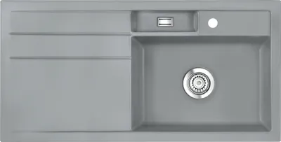 Produktbild von Spüle KeraDomo BELA 100 in TITAN - Becken rechts mit Handbetätigung / Systemceram / Keramikspüle