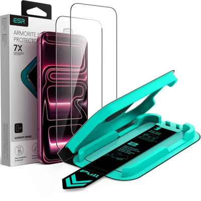 Produktbild von Gehärtetes Glas mit Positionierungsrahmen für iPhone 18 Pro Max / 17 Pro Max, ESR UltraFit Armorite Tempered Glass, 2 Stück