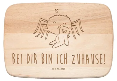 Produktbild von Mr. & Mrs. Panda Holz Vesperbrett Spinne Agathe Teddy - Transparent - Geschenk, Miteinander, brotzeitbrettchen, Verliebt, Frühstücksbrettchen, Frühstücksbrett, Treue