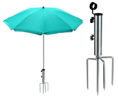 Immagine prodotto di Supporto per ombrellone da giardino con picchetto, argento, removibile e stabile