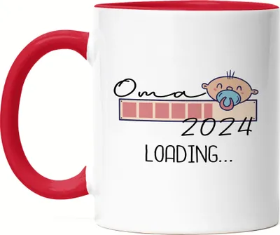 Produktbild von Oma Loading 2024 Tasse für werdende Omas zur Geburt Enkel Enkelin Ich werde Oma Geschenk Babynews Tasse Rot
