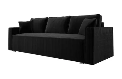 Produktbild von Sofa mit Schlaffunktion NOEMI Schlafsofa mit Bettkasten Couchgarnitur Couch Cordstoff Wohnzimmersofa Bettsofa Polstersofa Klappsofa Schwarz PS135