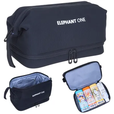 Produktbild von Kulturtasche Damen Herren Kinder mit Bodenfach Innentaschen Kulturbeutel Waschbeutel Washbag Saunatasche Kosmetiktasche Elephant One 13113 Schwarz
