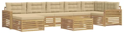 Productafbeelding van vidaXL Tuinset met 8 zitplaatsen, wit en beige