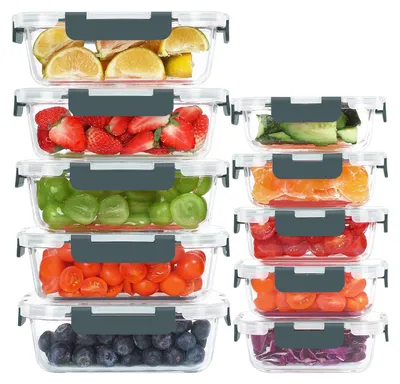 10er-Set Glas-Vorratsdosen mit Deckeln, luftdicht, mikrowellengeeignet