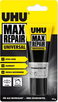 Produktbild von UHU Max Repair Universal, Flüssigkeit, Sichtverpackung, 1 Stück(e), Säure, Lösungsmittel