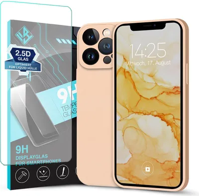 Produktbild von Hülle für Apple iPhone 13 Pro mit 9H Displayglas Displayschutz Plus Case Cover Bumper Silikon Softgrip Schutzhülle Farbe: Rosa