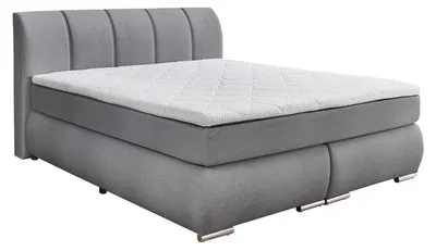 Produktbild von Boxspringbett - 180 x 200 cm - Hellgrau - Webstoff - mit Topper