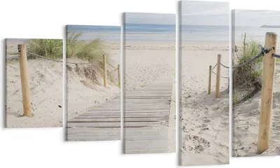 Produktbild von Bild auf Leinwand - Leinwandbild - 5 Teile - Strand Düne Eintritt - 100x60cm - Wand Bild - Wanddeko - Wandbilder - Leinwanddruck - Bilder - Wanddekoration - Leinwand bilder - Wandbild - EG100x60-4188