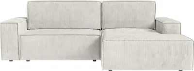 Produktbild von FEDVE Ecksofa Kokko mit Cordbezug mit Schlaffunktion, Cremeweiß