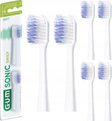 Produktbild von GUM | Zahnbürstenköpfe GUM Sonic Daily - 6 Stück - Weiß - Sanfte Reinigung - Interdentalpflege