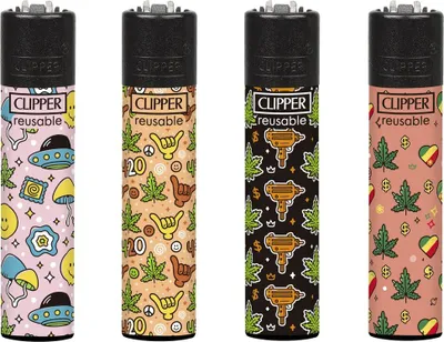 Produktbild von Clipper® Feuerzeuge 4er Set: Leaf Pattern