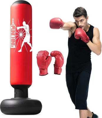 Obrázek produktu pro Boxovací pytel Ibenzoa® pro děti od 3 do 12 let – nafukovací stojací tréninkový boxovací pytel s rukavicemi pro karate a kickbox