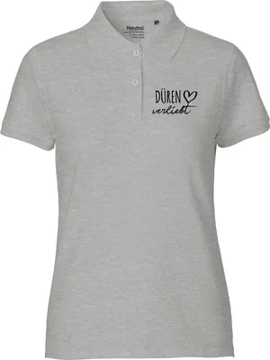 Produktbild von Huuraa Damen Polo Shirt Düren verliebt S Sport Grey Bio Baumwolle Fairtrade Poloshirt Geschenkidee