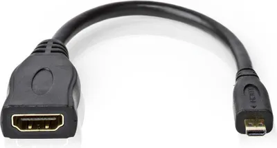 Produktbild von Nedis High Speed ​​HDMI  Kabel mit Ethernet - HDMI Micro Stecker - HDMI Ausgang - 4K@30Hz - 10.2 Gbps - 0.20 m - Rund - PVC - Schwarz - Umschlag