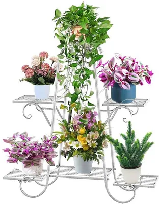 Immagine prodotto di Portavasi da giardino per interni ed esterni, portavasi per più piante, portavasi da giardino in metallo nero per la terrazza
