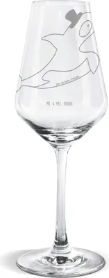 Produktbild von Mr. & Mrs. Panda Weinglas Orca Zylinder - Transparent - Geschenk, Konfetti, Glitzer, Meer, Fest, Geburtstag, Weißwein Glas, Weißweinkelch, Narwal, wein, Für