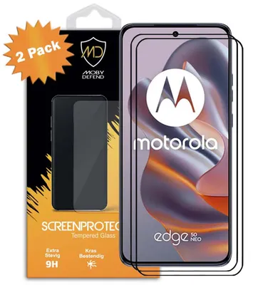 Produktbild von MobyDefend 2er-Pack Displayschutzglas mit schwarzem Rand - kompatibel mit Motorola Edge 50 Neo - Gehärtetes Glas