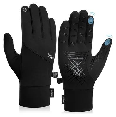 Immagine prodotto di Guanti da ciclismo da donna e da uomo, invernali, da esterno, colore nero, taglia L