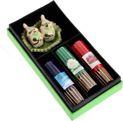 Produktbild von Räucherstäbchen Geschenkset aus Thailand - Grün, Schwarz, 3*17*9 cm, Räucherstäbchen & Sets aus Thailand