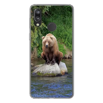 Produktbild von MuchoWow® Handyhülle Schutzhülle Hülle für Huawei P20 Lite (2020) Bär - Stein - Tier Silikon Softcase Handy Hülle - Kartenhalter