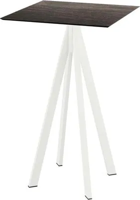 Image de Infinity - Table de bar, structure blanche + plateau en stratifié haute pression (HPL) effet bois lavé, 70 x 70 cm, 1 pièce