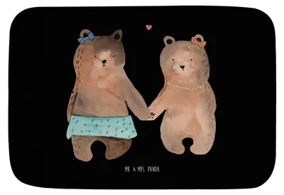 Produktbild von Mr. & Mrs. Panda duschmatte Bär Freundin - Schwarz - Geschenk, Badvorleger, Beste Freund Liebe Liebesbeweis Verliebt Kumpel Kumpeliene, Teddy, Duschvorleger, Badematte